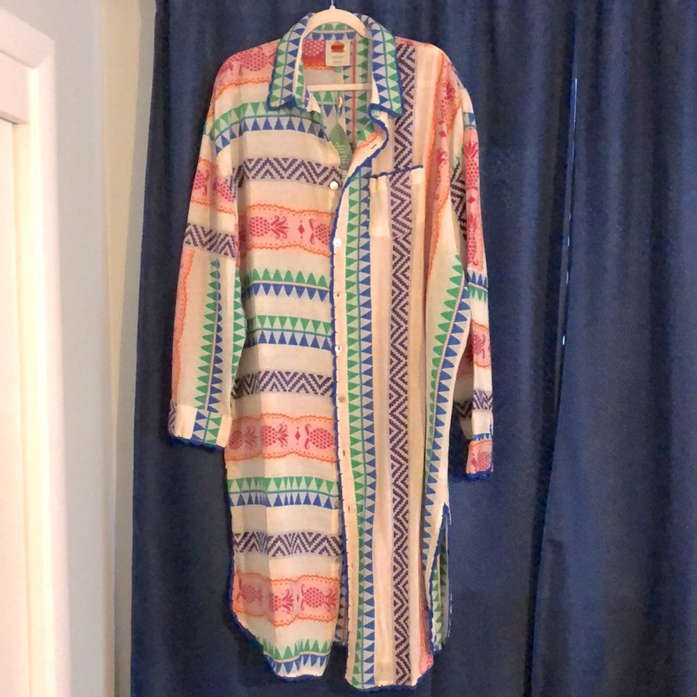 NWT Size Large Multicolored Pineapple Jacquard Dress